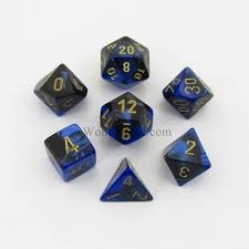 Gemini Black-Blue / Gold 7 Dice Set - CHX26435